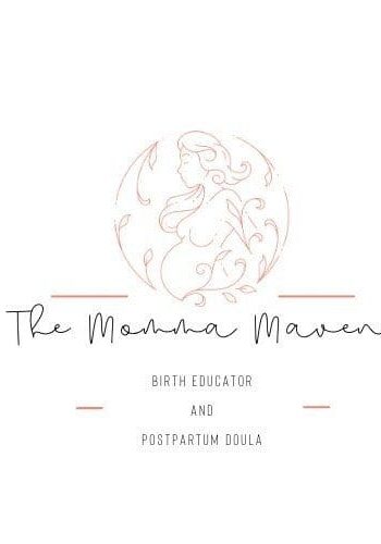 The Momma Maven logo with pregnant figure.